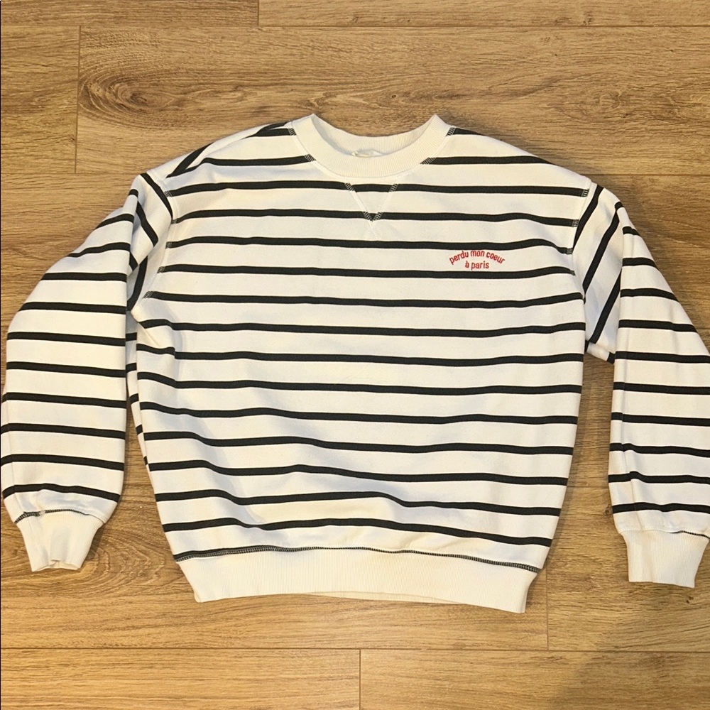 H&M Black and White Striped Sweatshirt